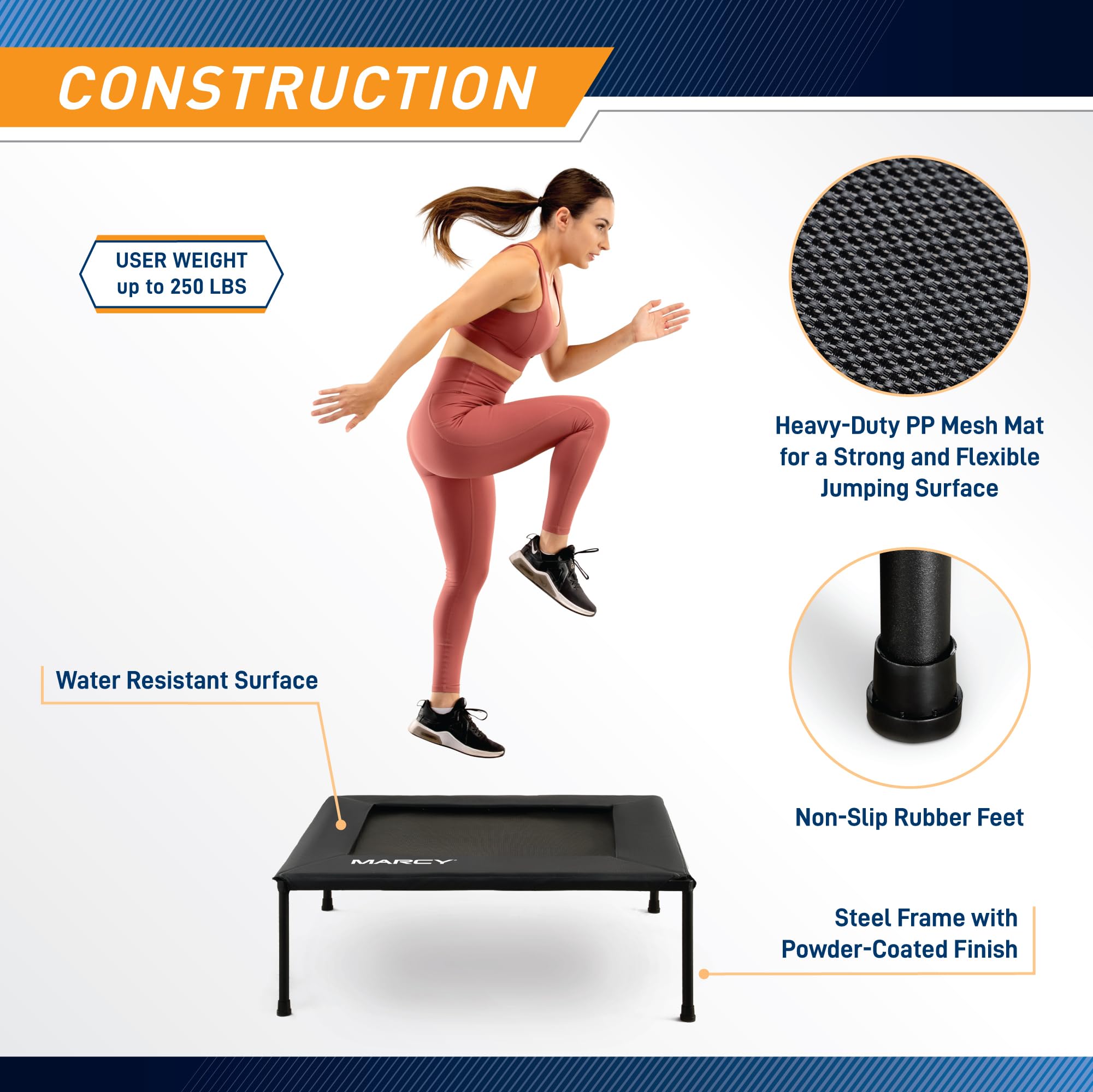 Amazon.com : Marcy 40 Inch Square Rebounder Trampoline, Steel