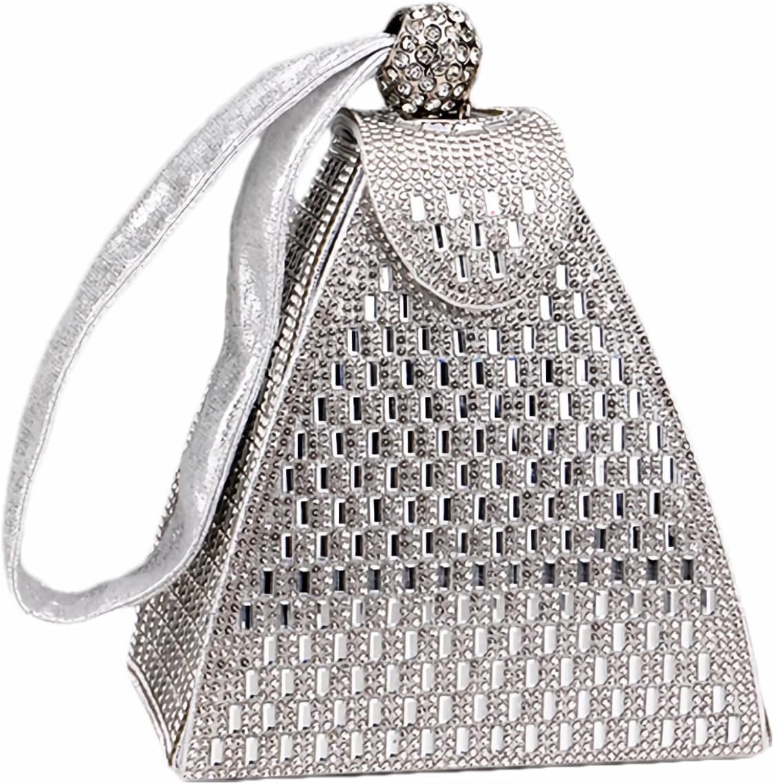 Small Rhinestone Clutch Purse for Womem Sparkly Glitter Triangle Evening Bag Wristlet Handbag