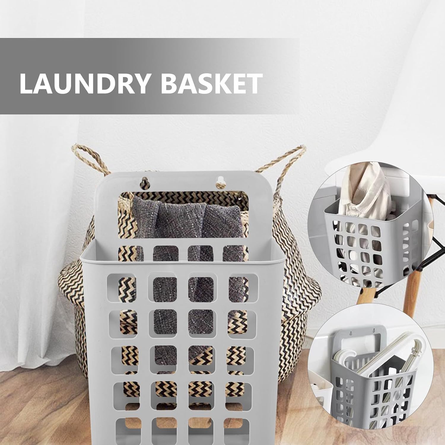 Plastic Foldable Laundry Basket PP Detachable Hanging Storage