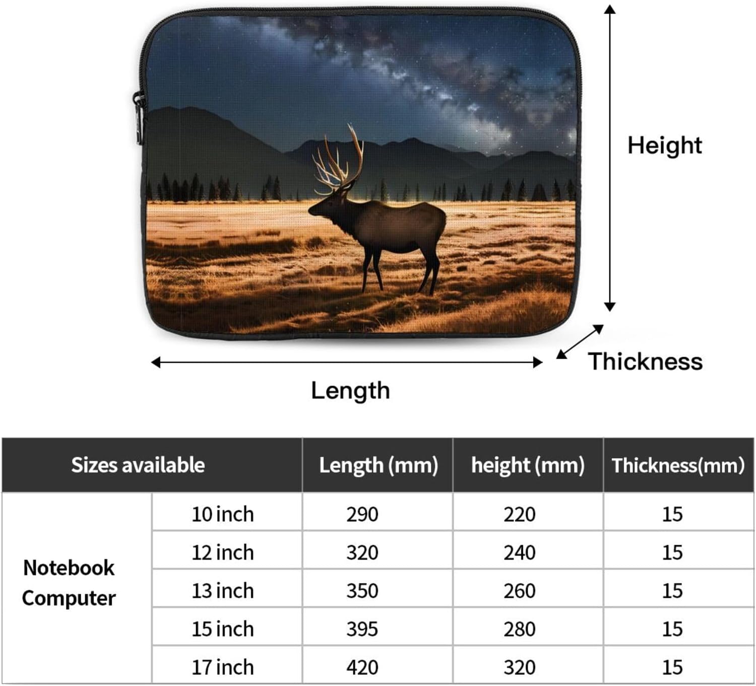 Elk in the Meadow Printed 10 inch Laptop Case, Business/Office Commuter Laptop Case image 4