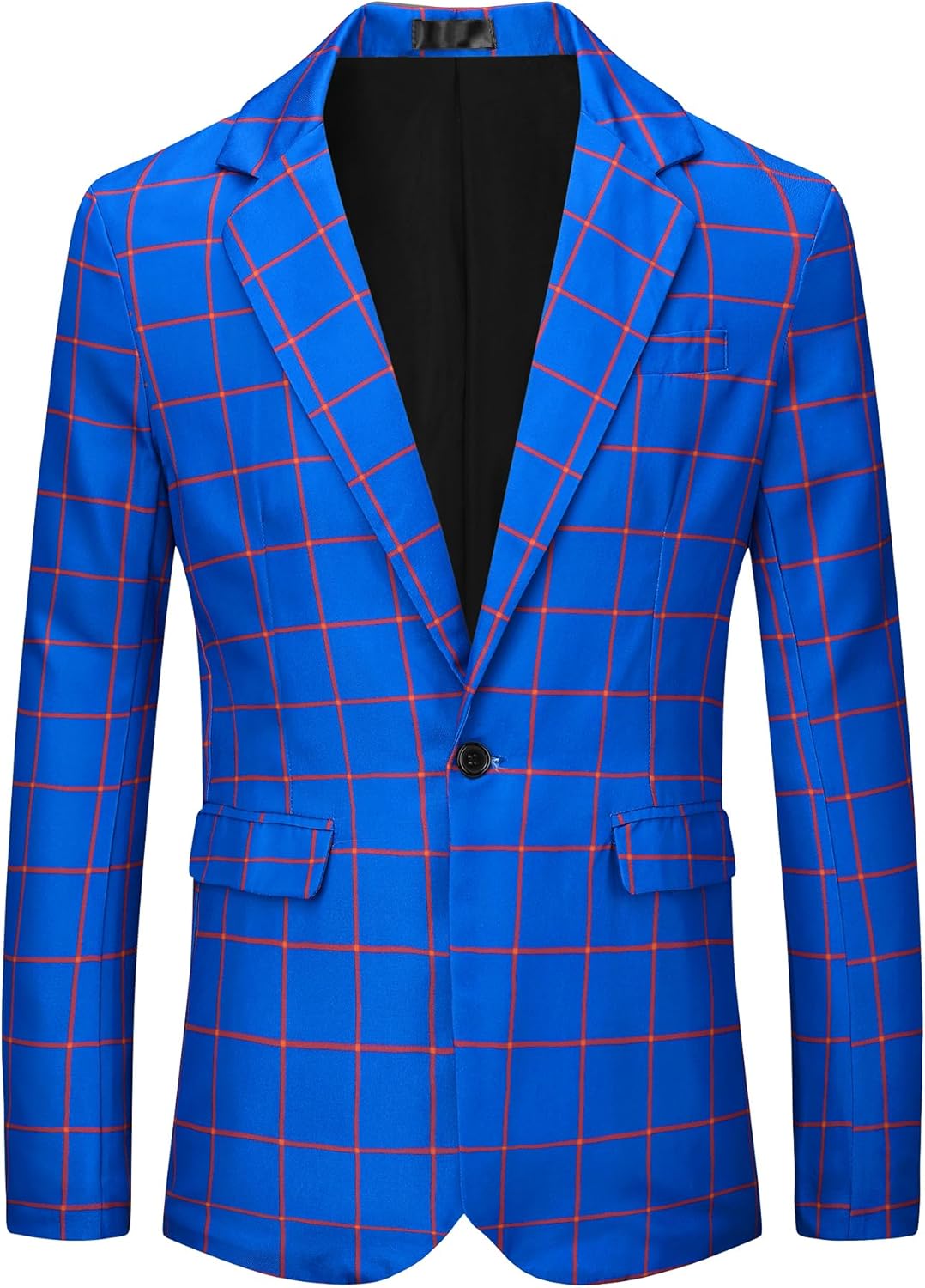 Lars Amadeus Plaid Blazers for Men's Notch Lapel Checked Pattern Wedding Dinner Sports Coat
