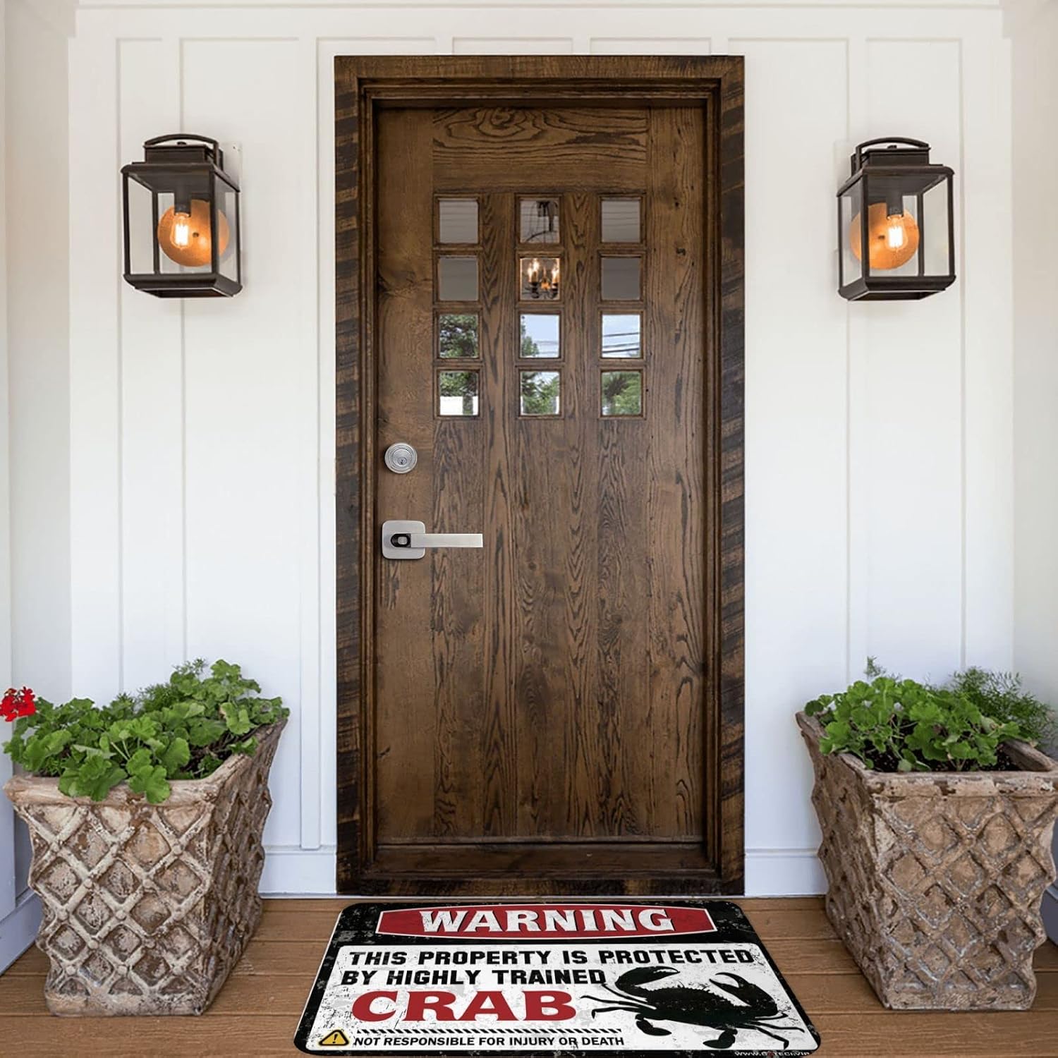 Farmhouse Bathroom Mats Warning This Property is Protected By A Highly Trained Crab Rug Room Stuff Childrens Room Decor(50X80CM)