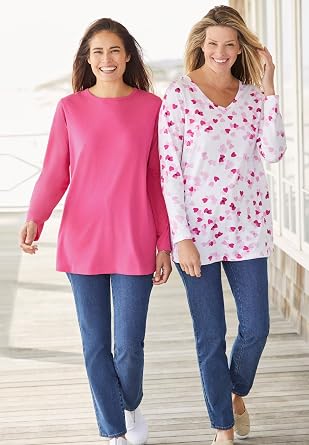 Woman Within Perfect Long-Sleeve Crewneck Tee
