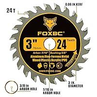 Vista 3 de FOXBC Hoja de sierra circular de carburo de 3 pulgadas, 24 dientes, 36 dientes para madera, plástico, PVC, acrílico, aluminio con eje de 7/16