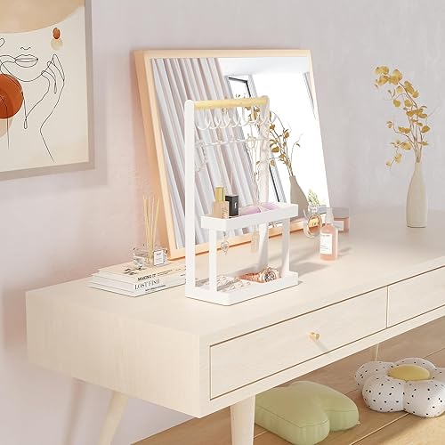 Miniatura 5 de Lolalet Soporte organizador de joyas, soporte de 4 niveles, lindo soporte para collares, con 12 ganchos, anillos y collares para decoración de