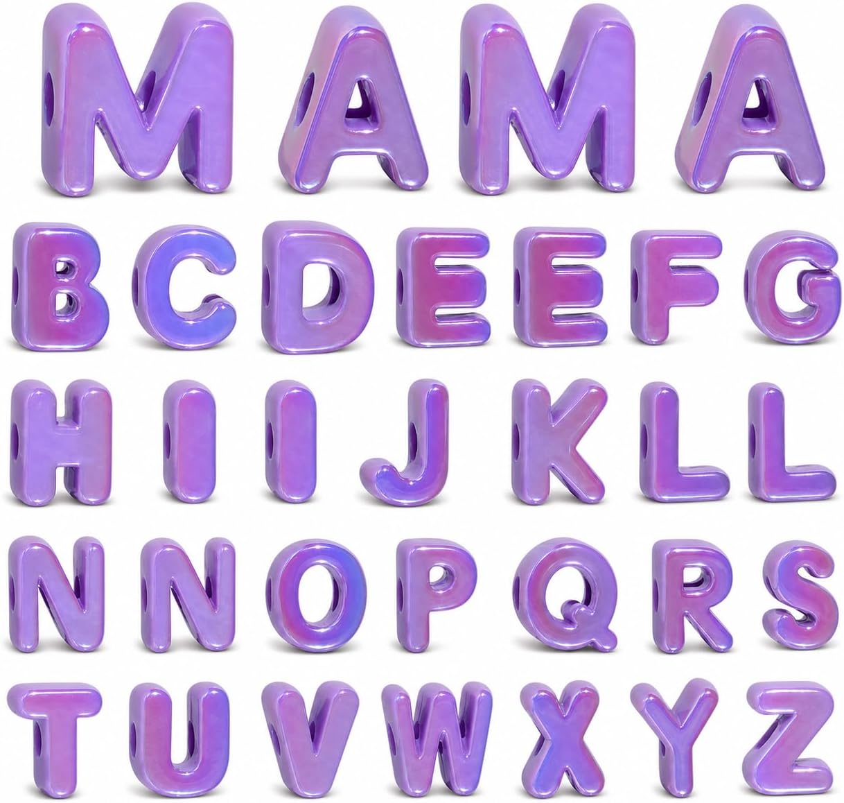 32 Pcs Chunky Bubble Letter Beads, Large Letter Beads for Keychain