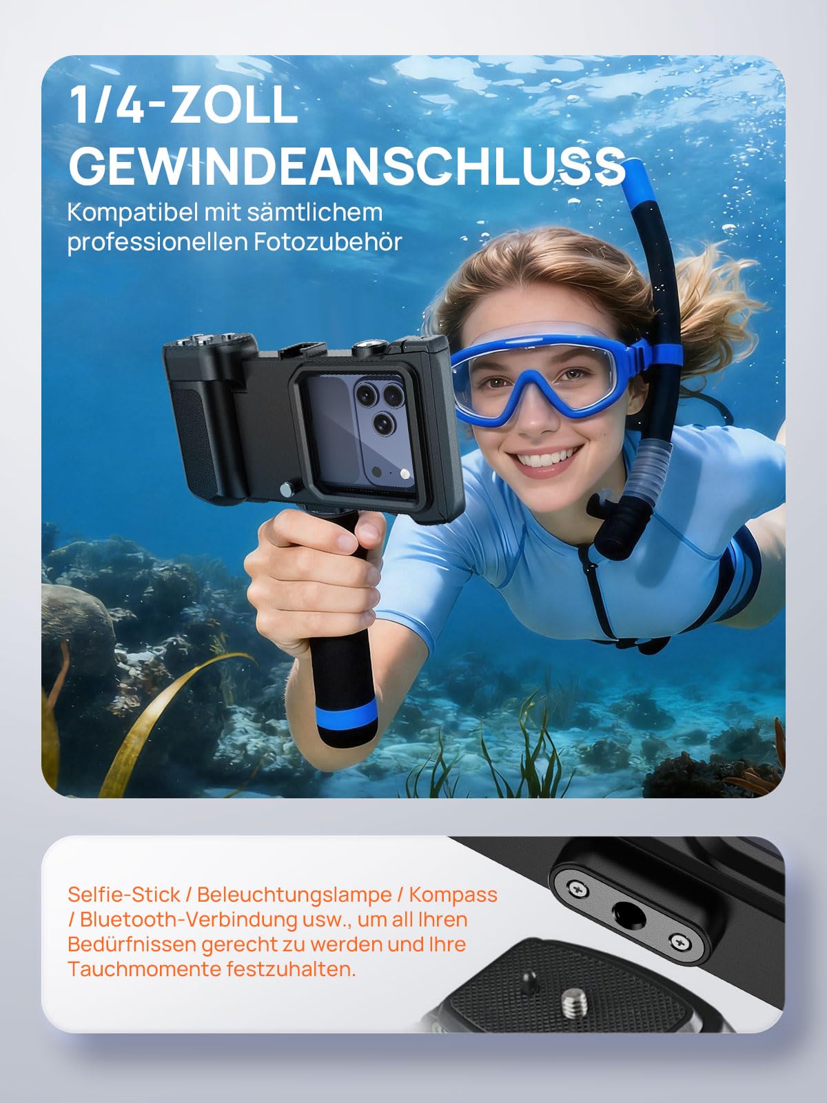 Unterwasser Handyhülle, IPX8 15m/50ft, Kompatibel mit Bluetooth