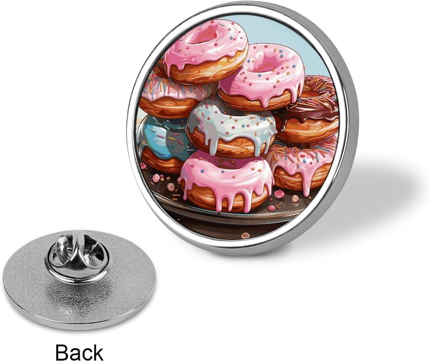 Cartoon Donuts Brooch,Fashion Creative Funny Light Luxury Badge, High-end Chic Personalized Round Emblem for Clothing Suit Scarves & Gift