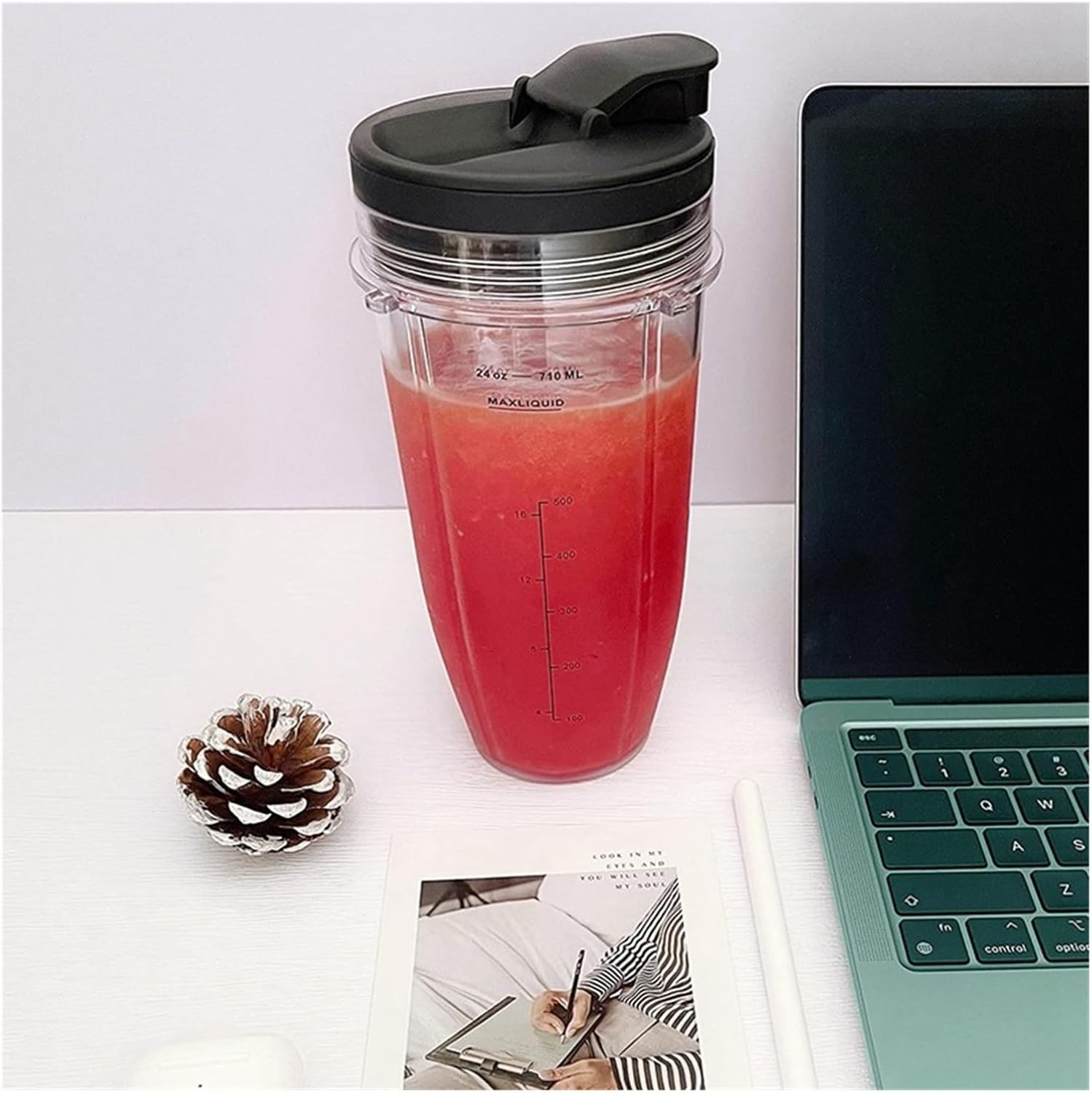 24Oz Blender Cup With Lid，Compatible For Ninja Auto IQ Pro BL480 BL482 BL642 BL682 BL450 BN401 BN751 BN801 Foodi SS351