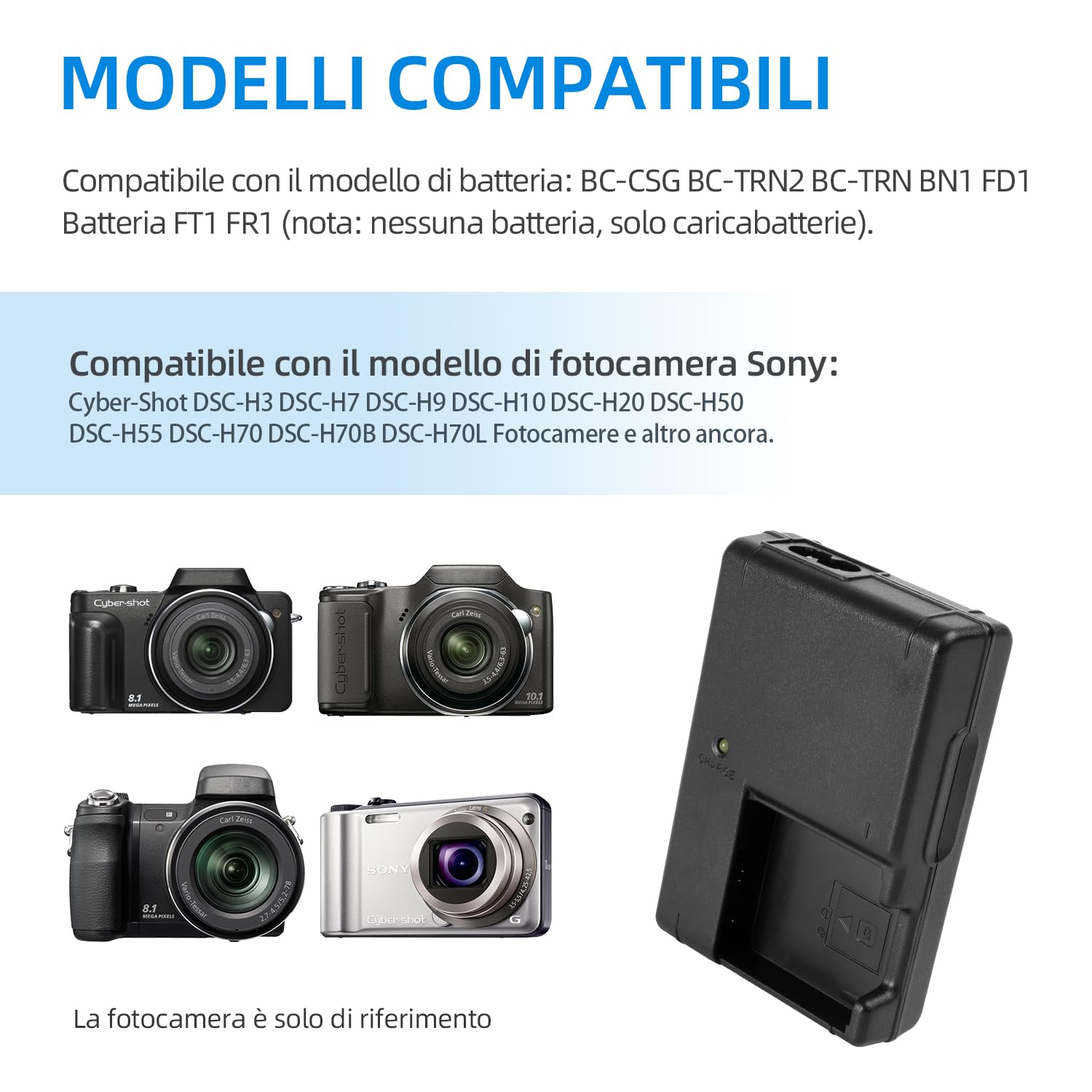 NP-BG1 Caricabatterie compatibile con Sony NP-BG1, NP-FG1, NPBG1, NPFG1, BC-CSG, BC-CSGD, caricabatterie BC-CSGE, HDR-GW55, HDR-GW77 fotocamera digitale
