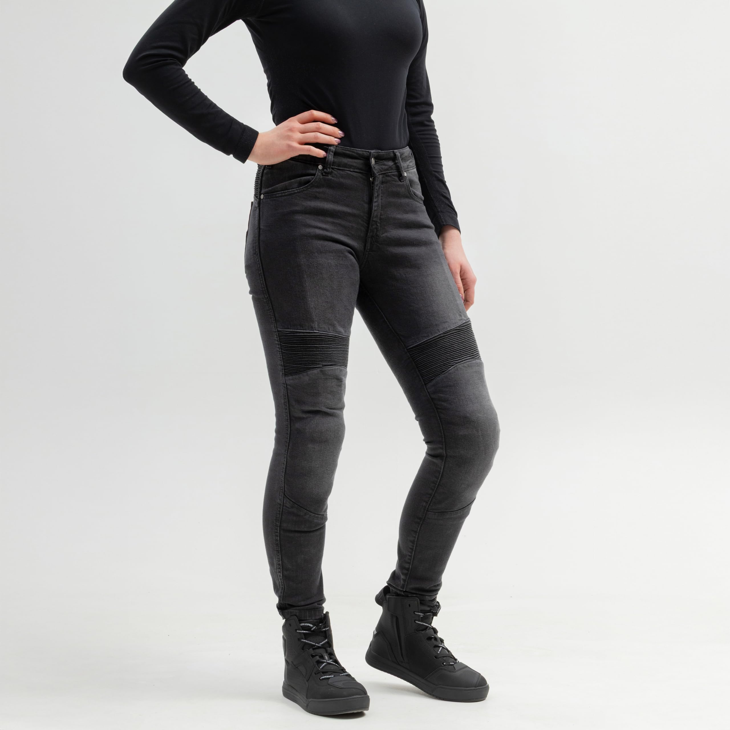 BROGER Aura Motorradjeans Motorradhose Damen | Denim | Knie und Hüft Protektoren Stufe 1 | Aramidfaser Futter | Schutzstufe AA | Slim Fit