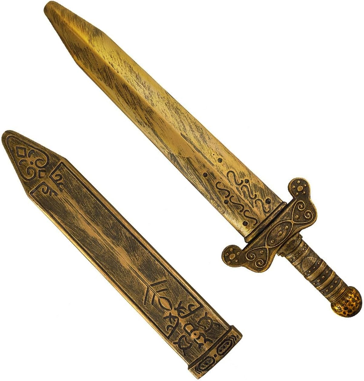 GiftExpress 1pc Plastic Vintage Bronze Roman Sword Toy – Pretend Play Dagger Nordic for Knight, Viking, and Roman Warrior Costumes