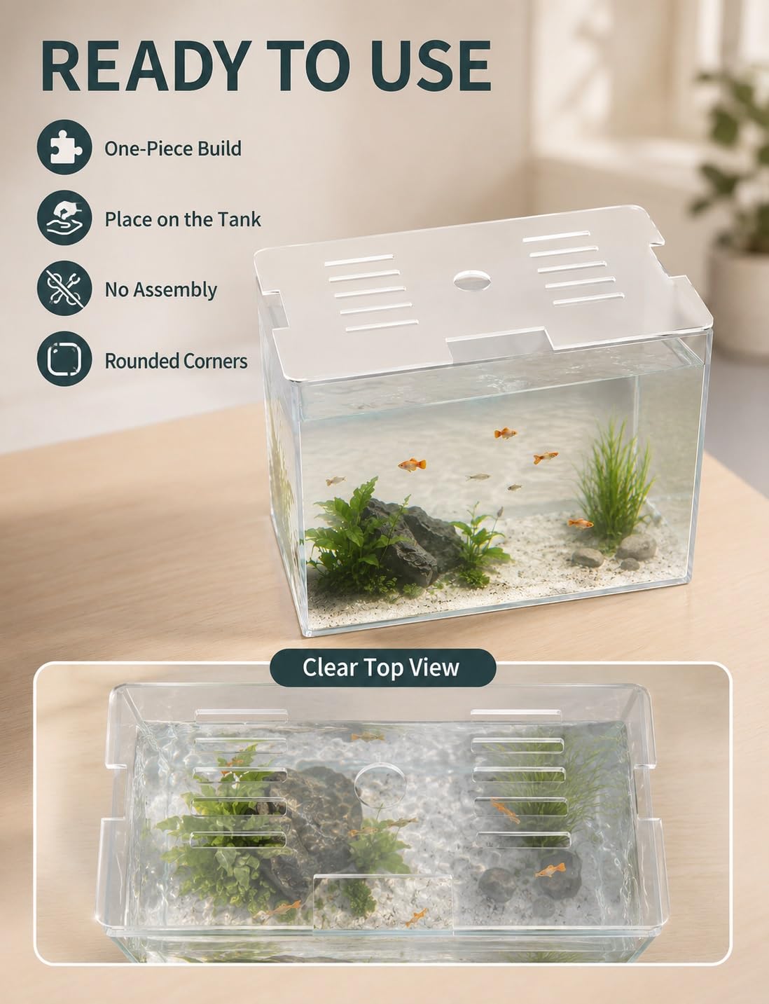 Generico Coperchio Acquario Trasparente in Acrilico, Foro Alimentazione e Filtro(60x30 cm)