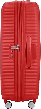 American Tourister Soundbox - Hard Shell Suitcase 77 cm Large - Trolley Suitcase with 4 wheels, TSA Lock, Expandable & Light - 97/110 L - Red (Coral Red)