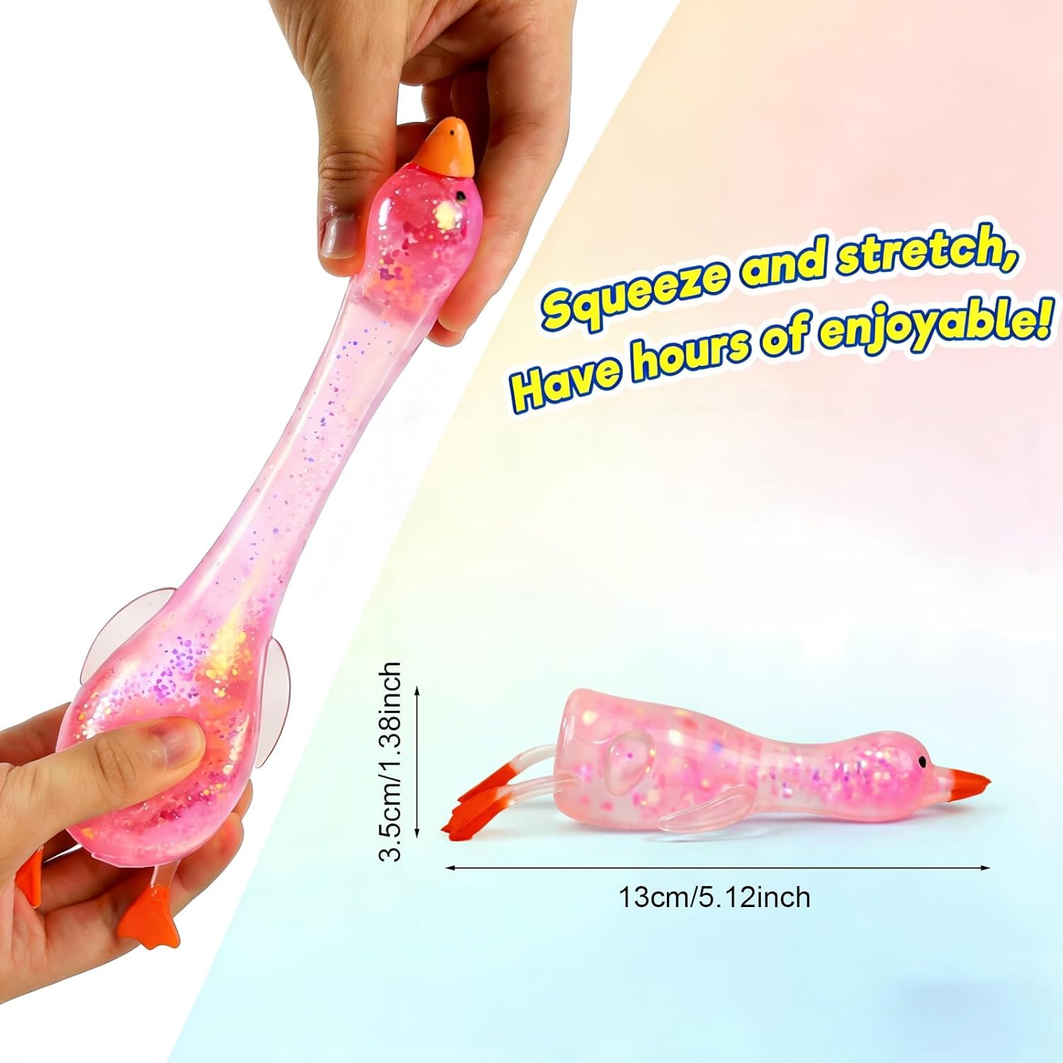 4pc Glitter Ducks, Fidget Toys Stress Balls, Stress Relief Sensory Toys, Bulk Party Supplies & Easter Gifts