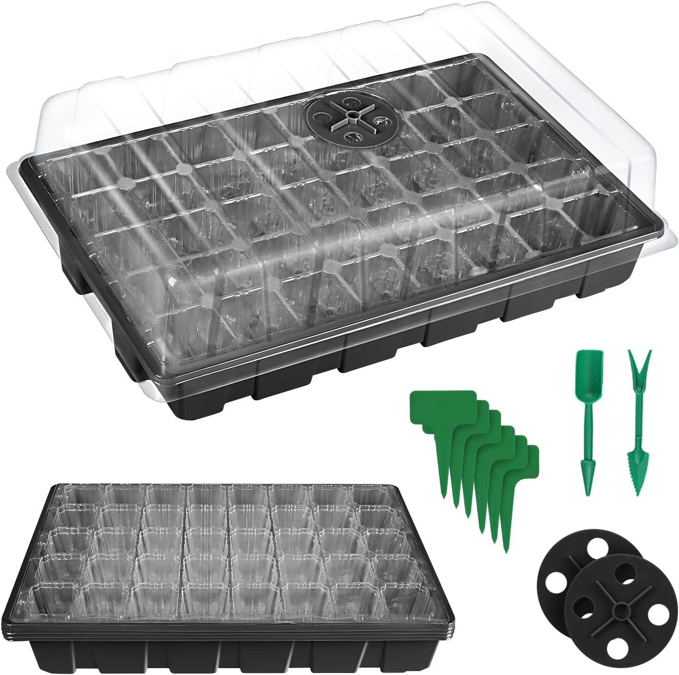 Sunbroaden 5 Packs Seed Starter Tray, Seed Starter Kit with Humidity Dome 200 Cell Reusable and Durable Seed Starting Trays, Plant Starter Trays Indoor for Seedlings (40 Cells per Tray)
