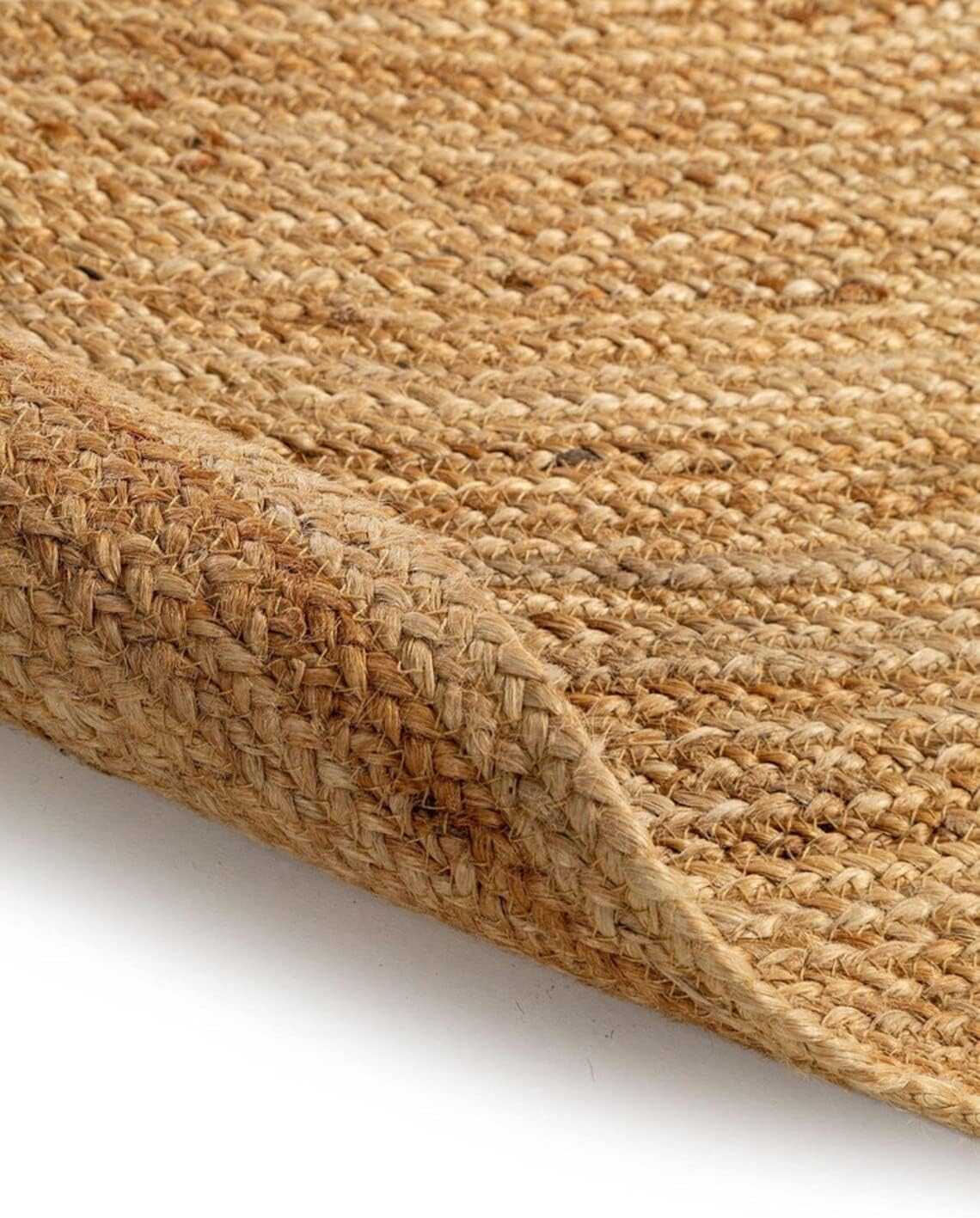 MDS Pack of 1 Handwoven Braided Jute Area Rug - 6 FT Round Natural Reversible Eco Friendly Rugs for Bedroom Living Room Kitchen Jute Burlap Braided Rag Rug Rustic Farmhouse - Scalloped Edge (6' Round)
