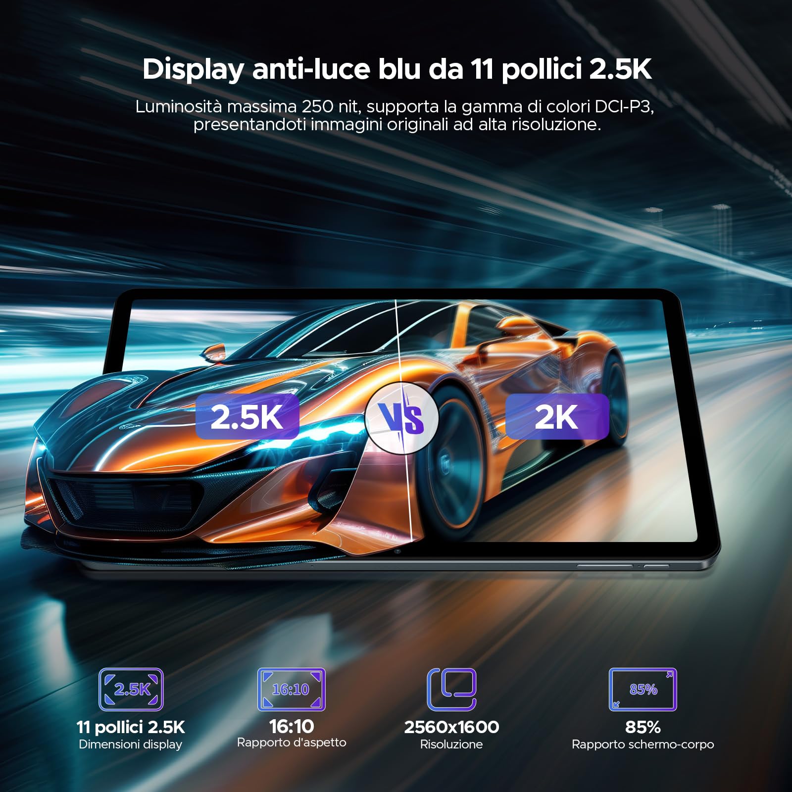 DOOGEE T40 Tablet 11 Pollici, 2.5K 20GB RAM+512GB ROM/TF 2TB Android 14 Tablet, Helio G99 Octa Core Tablet Android, Tablet con sim, 4G Dual SIM, Face ID/8580mAh/16MP+8MP/BT5/GPS/GMS/OTG/Type-C, Nero