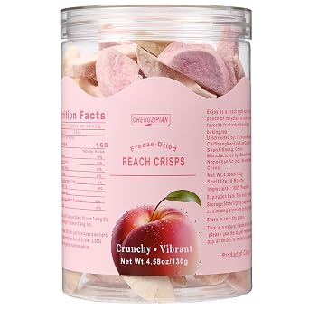 Freeze Dried Peaches Pieces,130g/4.58oz, Dried Fruit Snack,Dehydrated Fruit, for Snacks, Yogurt & Kids Treats-Vegan, Cooking,Baking