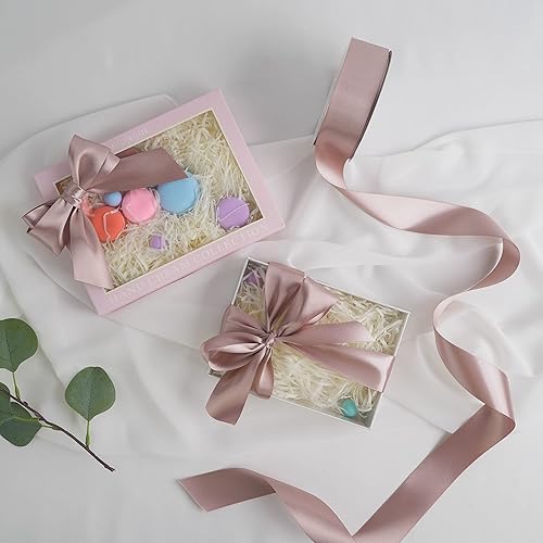 Miniatura 5 de MEEDEE Cinta de satén rosa polvorienta de 1-12 pulgadas, cinta rosa polvorienta Lux de satén de doble cara por 50 yardas, cinta de satén de