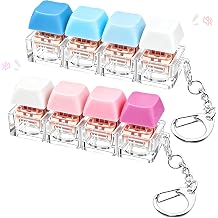 2 PCS Keyboard Fidget Toy, 4 Key Keyboard Clicker Fidget Keychain, Silent Fidget Toys, Clicky Keyboard Fidget for Stress Relief, Gifts for Kids and Adult White Blue+White Pink, Non-Light-Up