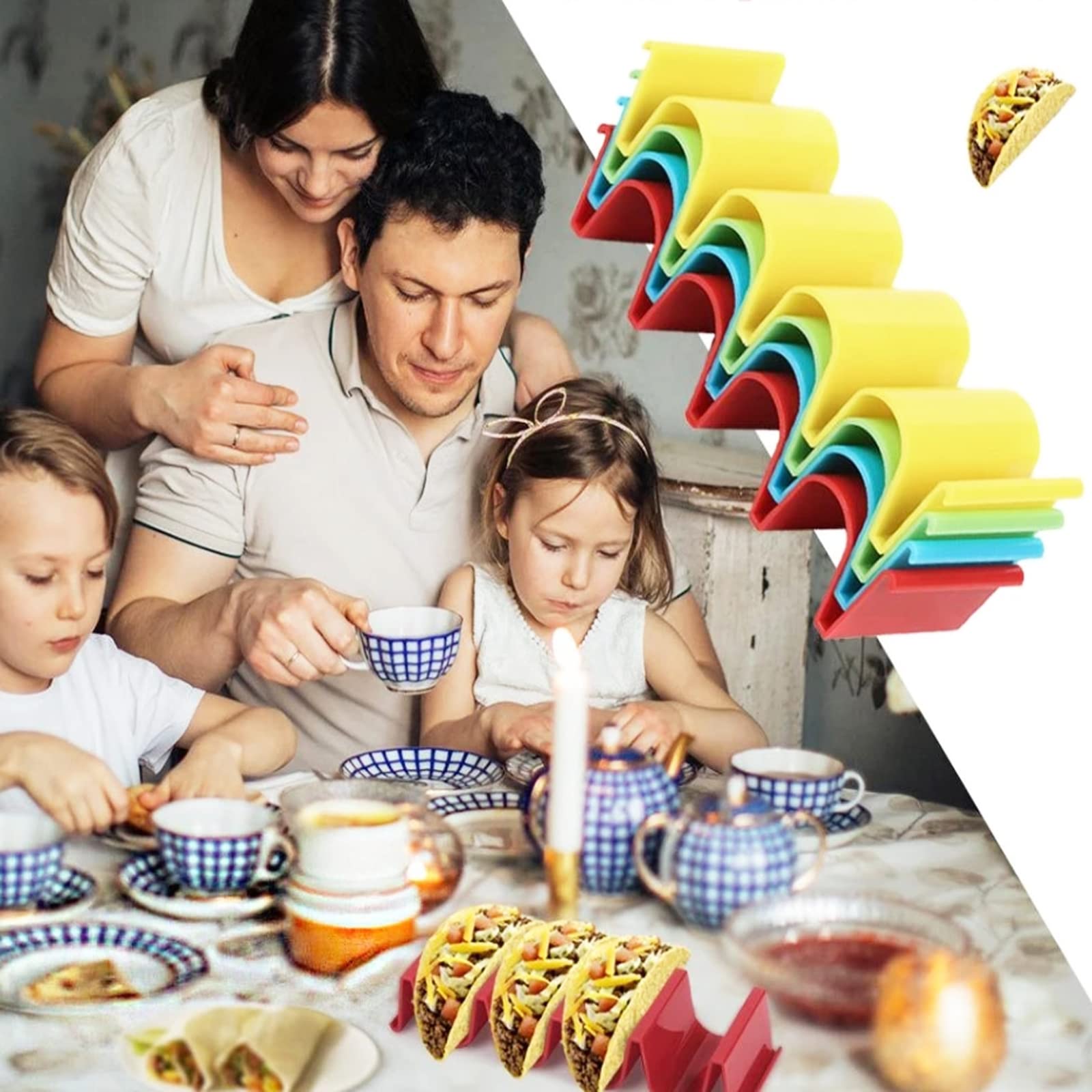 6 Piezas Soportes para Tacos, Bandeja para Tacos, Soporte Tacos Mexicanos para Restaurante, Hogar, Picnic, Fiesta