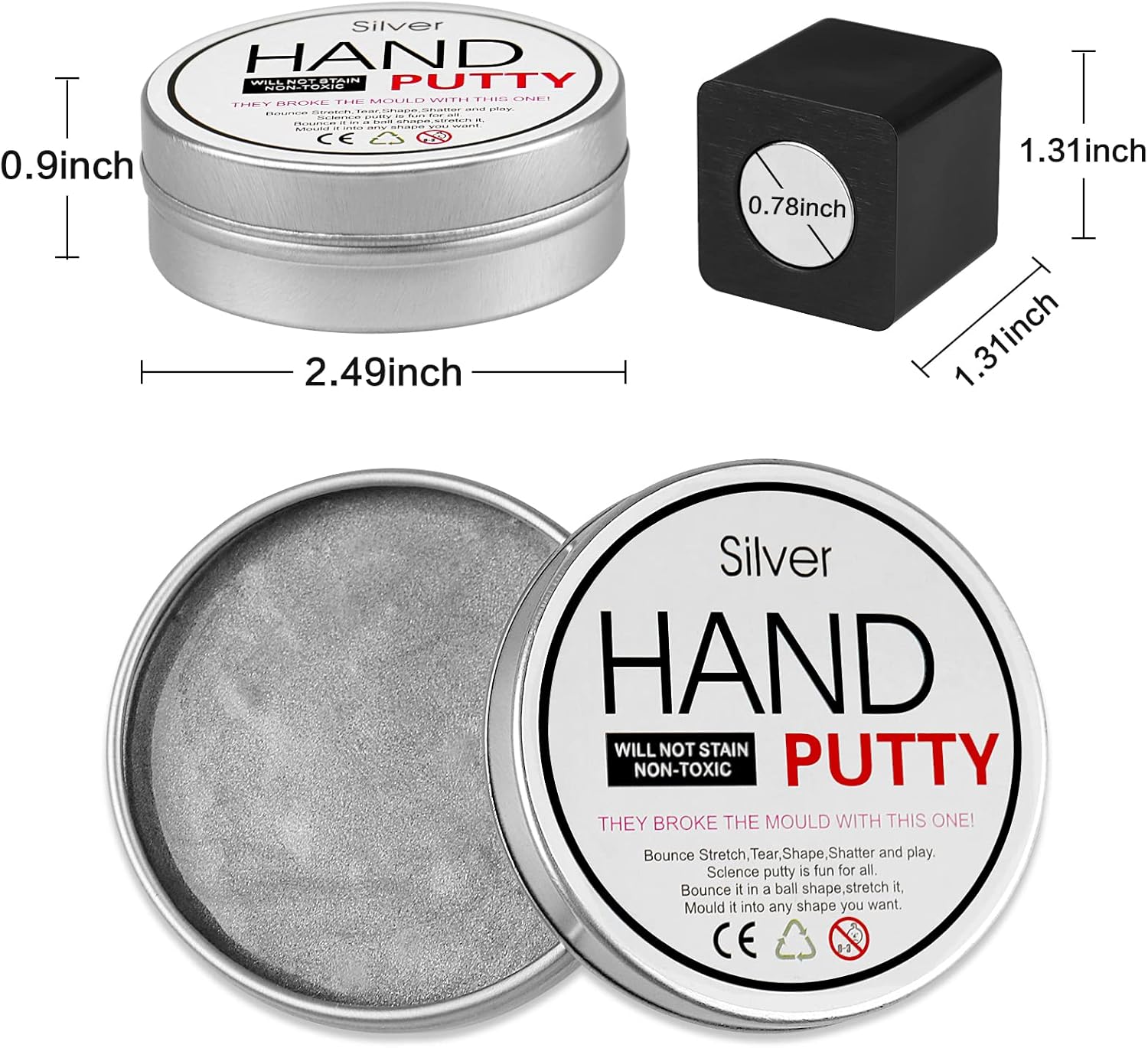 JOYPRO Magnetic Slime Putty, Magnetic Space Putty Slime with Upgraded Magnet Toys, Fidget Toy Stress Reliever Puddy for Kids Adults Toys for Christmas Birthday Gifts Stocking Stuffers (1 Pack, Silver) : Toys & Games