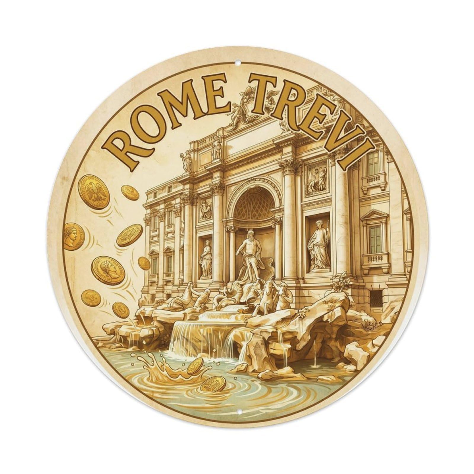 Rome Italy Trevi Heritage City Travel Classic Metal Tin Sign