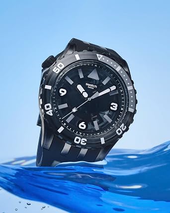 Swatch SSCU09B100 Black SEA Netle Wristwatch, Black