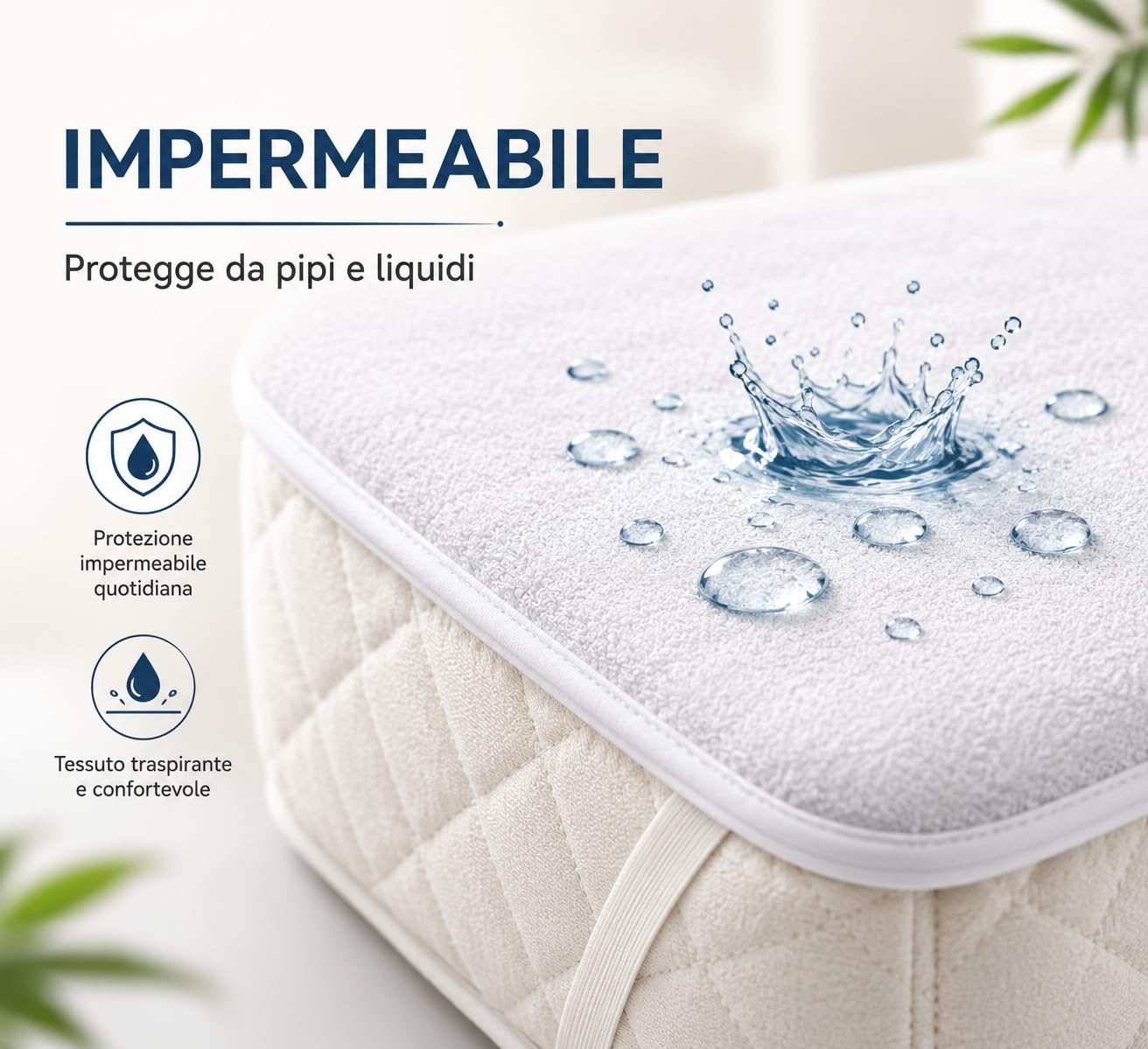 FlyIdeas Set di 2 Coprimaterasso Impermeabile Bamboo Certificato 75x35 cm Bianco per Culle Lettini Carrozzine