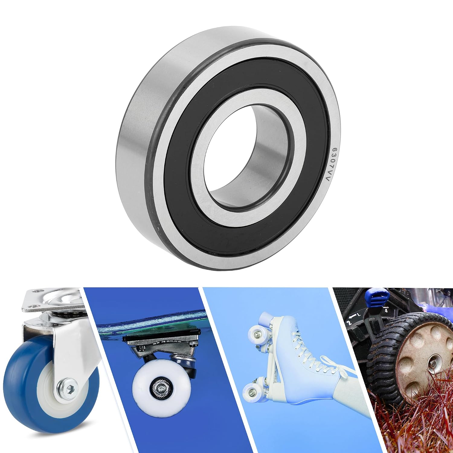ACROPIX 6307VV Deep Groove Ball Bearings P6 35x80x21mm Lubricated Bearings Double Rubber Seal Black Silver Tone Scooter Skateboard Wheel