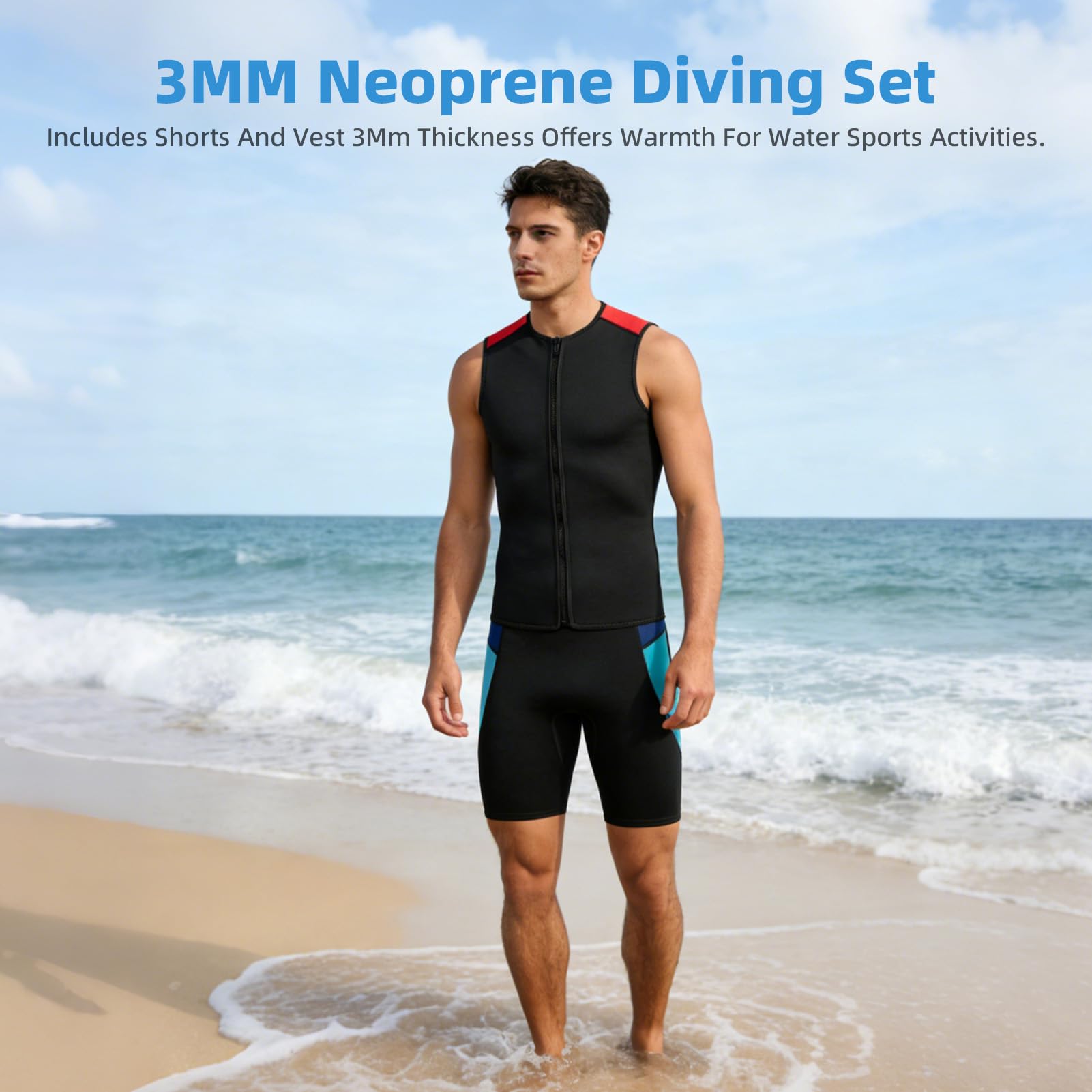Traje de Neopreno Térmico de 3mm Sin Mangas para Hombres Mujeres, Trajes húmedos Corto para Surf natación y esnórquel