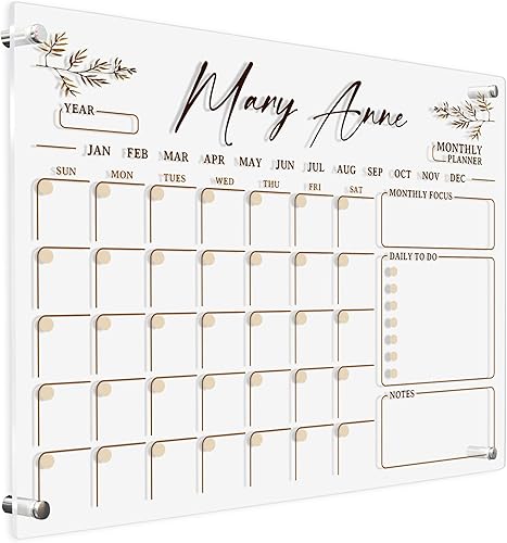 Miniatura 10 de Calendario de pared acrílico personalizado de 16 x 12 pulgadas, calendario acrílico personalizado para pared, calendario mensual personalizado de