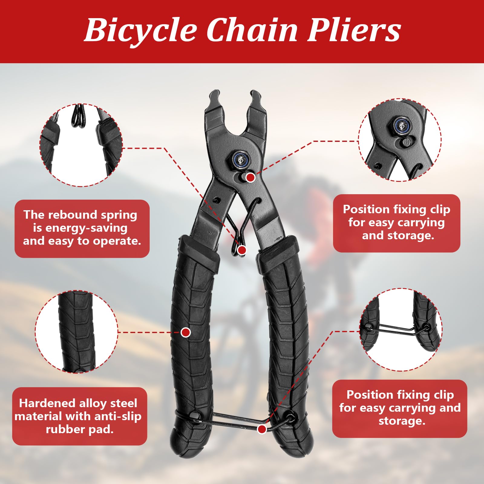 Strumenti di Riparazione Biciclette, Kit di Riparazione Catena per Bicicletta con Pinze per Catena e 3 paia di Catene per Bicicletta per Set di Attrezzi per Catena per Bicicletta a Griglia 6-12
