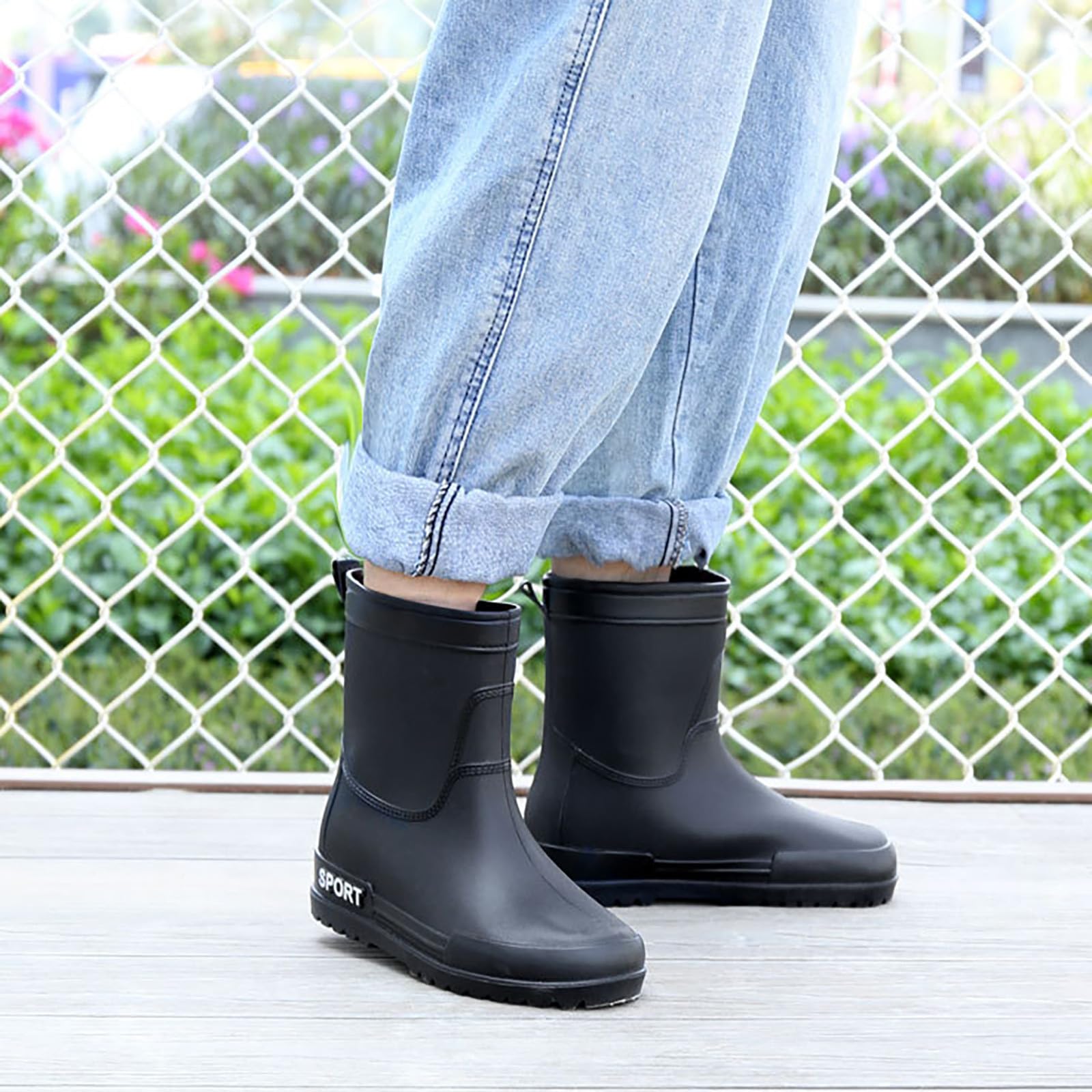 Botas de lluvia para hombre, botas de lluvia para hombre, botas de lluvia impermeables, botines de goma, botines de goma, botines de goma, antideslizantes, botas de jardín, zapatos de goma para