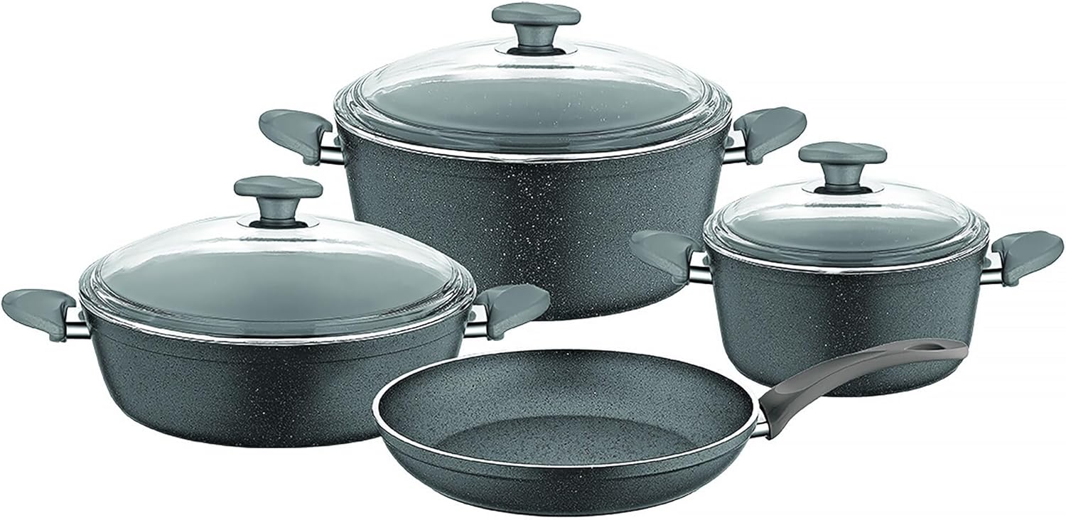 WILMA 7-Piece Die-Cast Aluminum Granite Non-Stick Cookware Set (Purple)