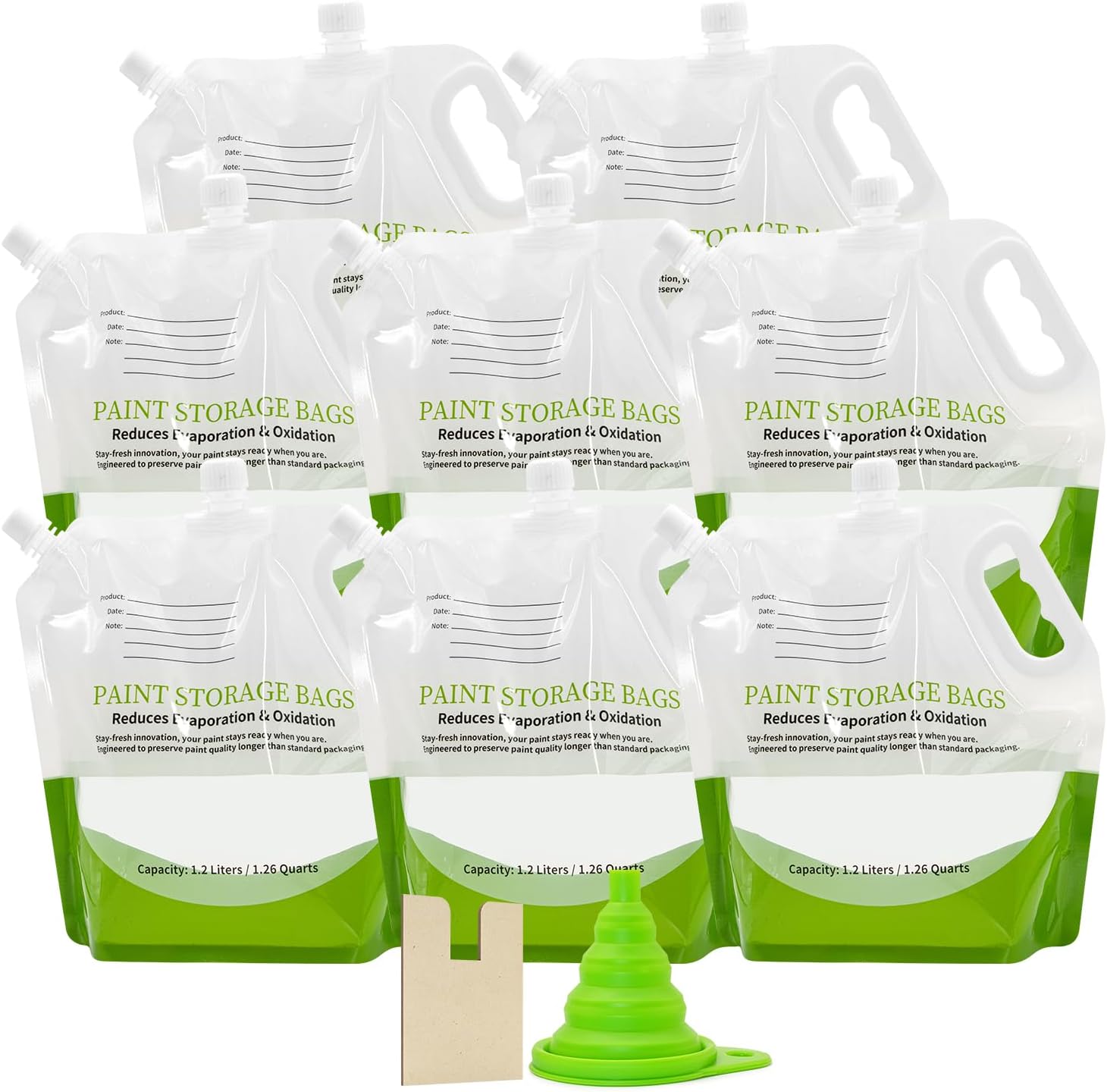 8 Pack Paint Storage Bags, 1.2L Reusable Paint Saver Containers with Funnel & Filler Clip for Leftover Paint, Airtight Pouches for Home DIY Professional Painters