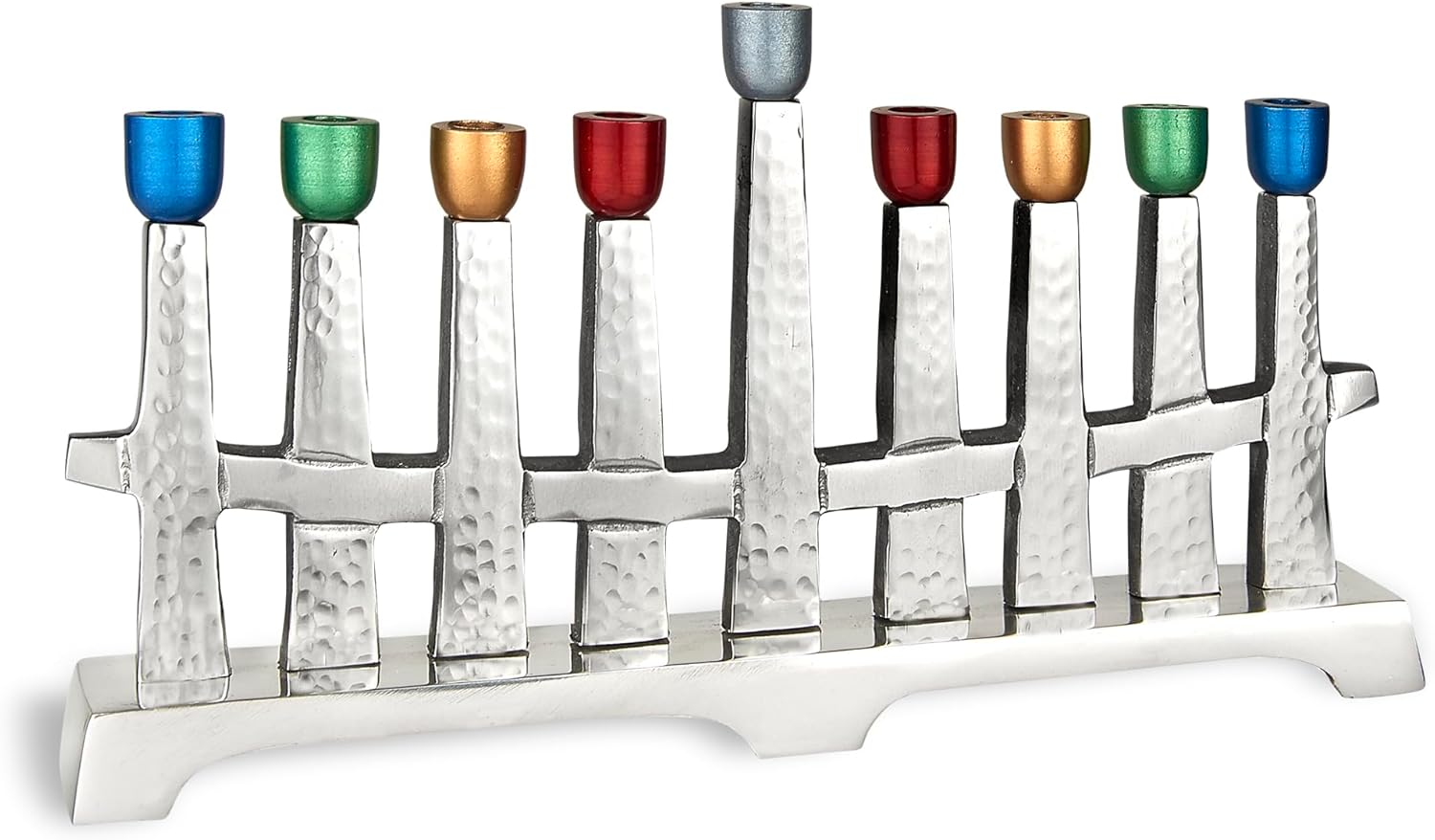 Zion Judaica Modern Candle Menorah Colors on Horizon