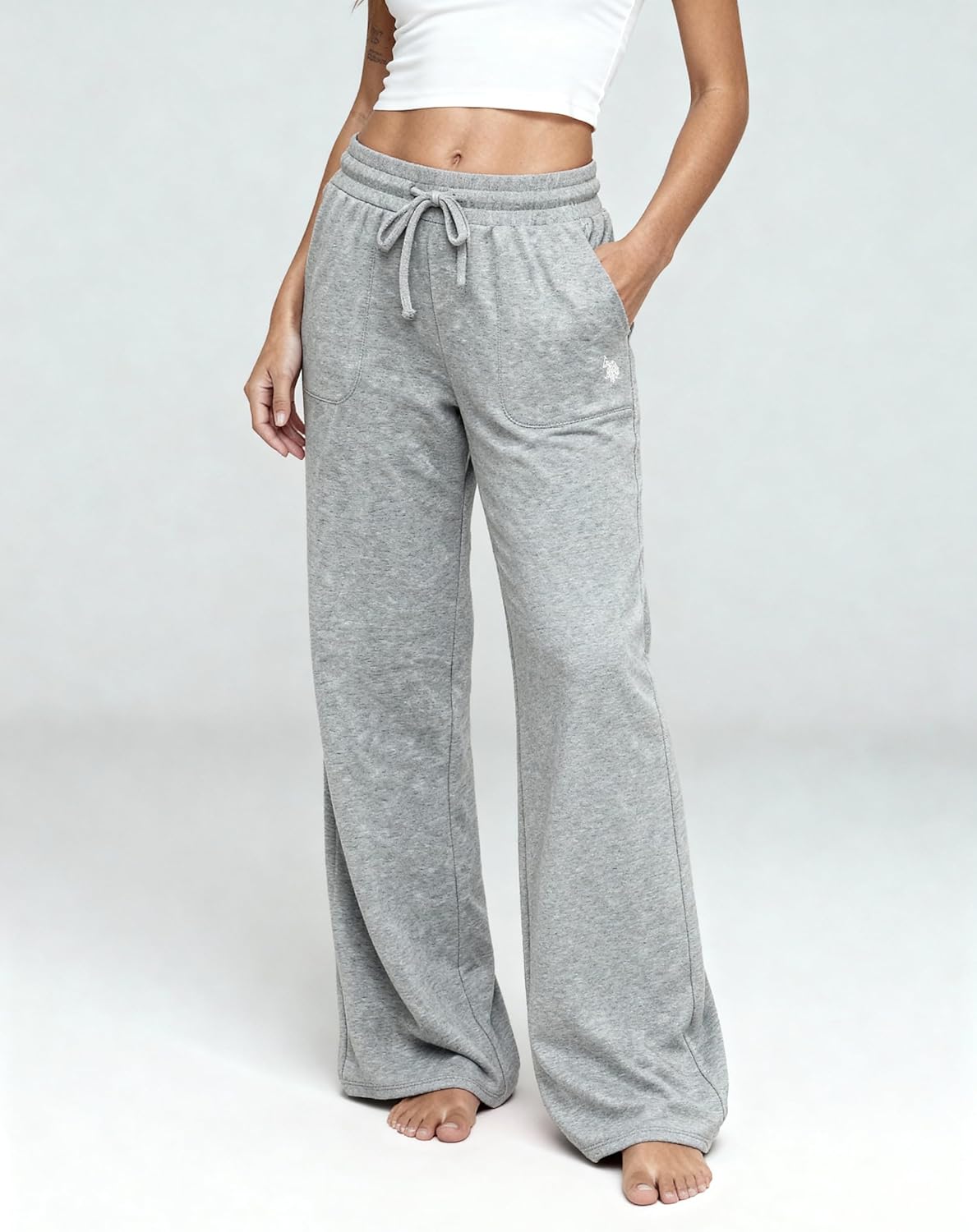 U.S. Polo Assn. Women's Wide Leg Sweatpants, Fleece-Backed Valentines Gifts for Her - Image 2