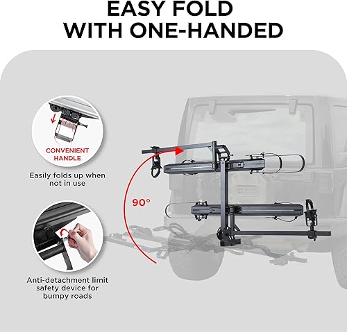 Miniatura 3 de Portabicicletas EZ-FOLD de aluminio de 200 libras con rampa para bicicletas y bicicletas eléctricas, automóvil, SUV, camión, furgoneta, RV y remolque