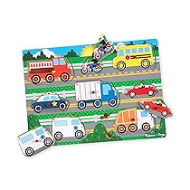 Melissa & Doug Puzzle in Legno per Bambini – Veicoli a Incastro Grandi, Giochi Montessori Educativi, Gioco Creativo, Regalo per Bambini e Bambine, 2+ Anni
