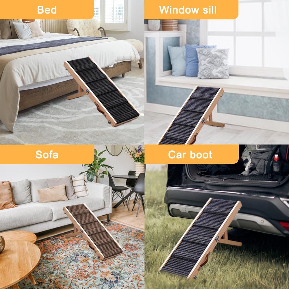 Rampe D'Escalade Chien Pliable 66 Cm Aitakatta - 4 Hauteurs Réglables Pour Petits Chiens