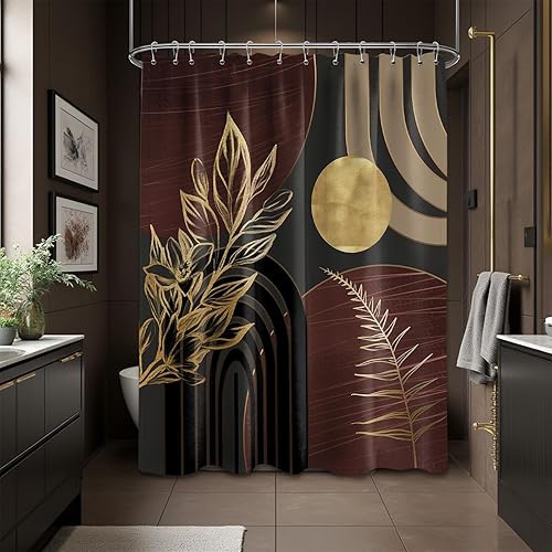 Miniatura 16 de Cortina de ducha moderna de mediados de siglo en blanco y negro, cortinas de ducha para hombre, juego de decoración de baño para hombres, patrón