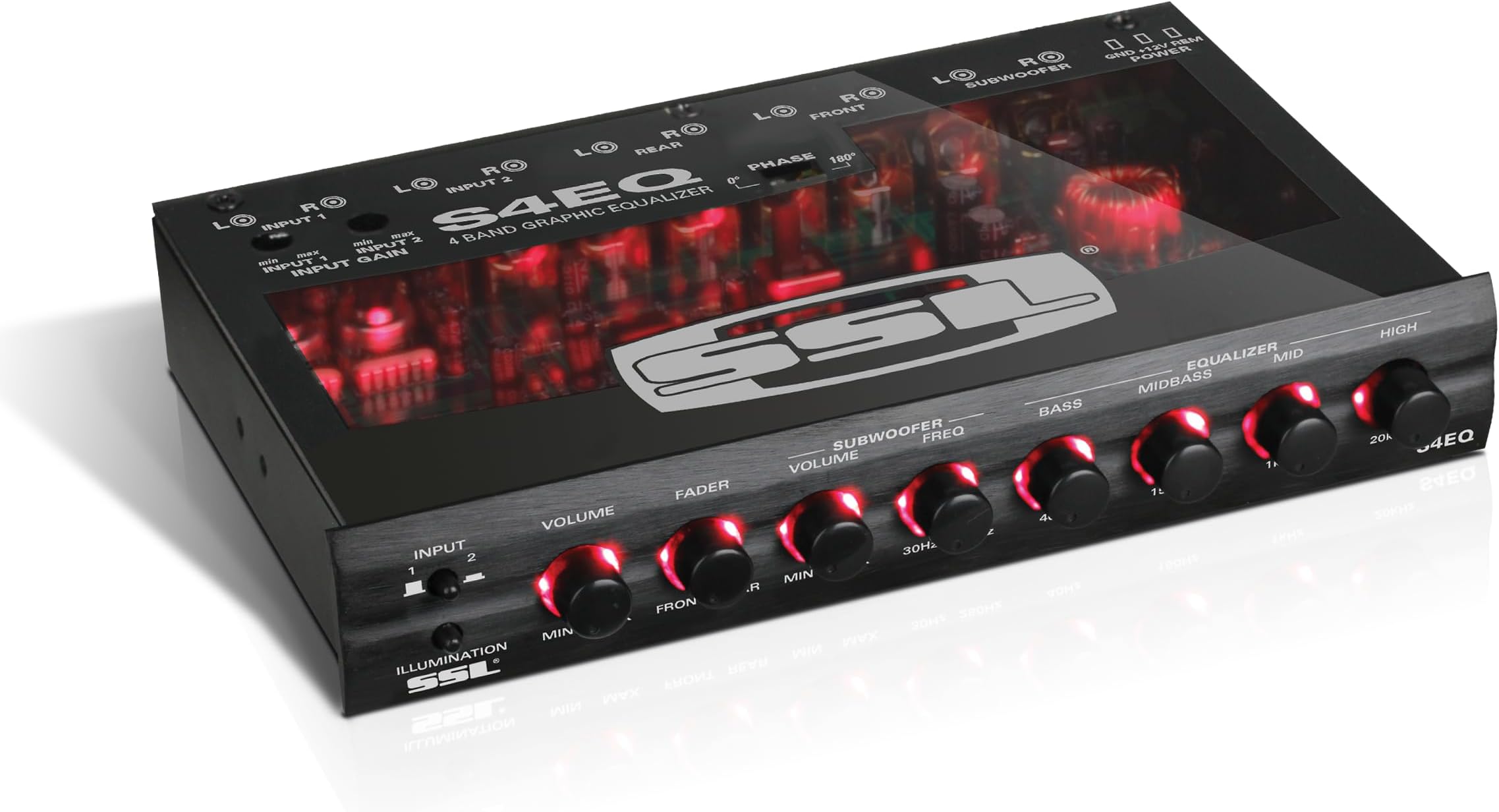 Sound Storm Laboratories S4EQ 4 Band Pre-Amp Car Audio Stereo Equalizer - Gold-Plated Front/Rear and Subwoofer Outputs
