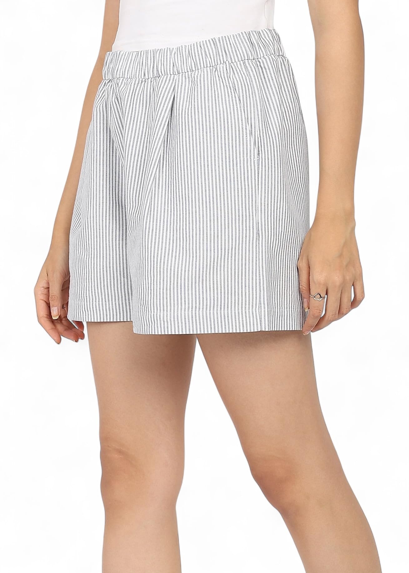 alan jones clothing Women's Striped Cotton Easy Shorts | 100% Cotton Casual Shorts-picture-14