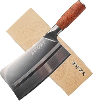 Kitory Chinese Chef Knife 7 Inch, Ultra Sharp German Steel Cleaver Knife with Ergonomic Pearwood Handle, Heavy Duty Bone Chopping Knife for Meat, Vegetables & Daily Kitchen Use