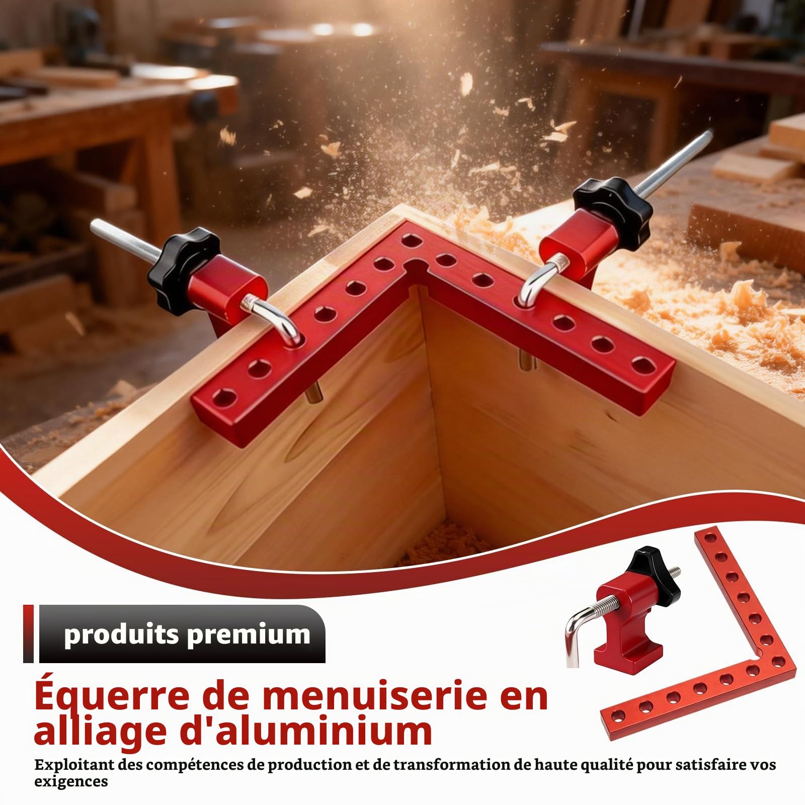 Bloc de Positionnement a 90 Degres, Lot 2 Pieces Serre Joint Angle en Alliage Aluminium 140mm Outil Travail Bois Pince Angle Droit pour Cadres Photos Boites Armoires Tiroirs Charpenterie 14cm