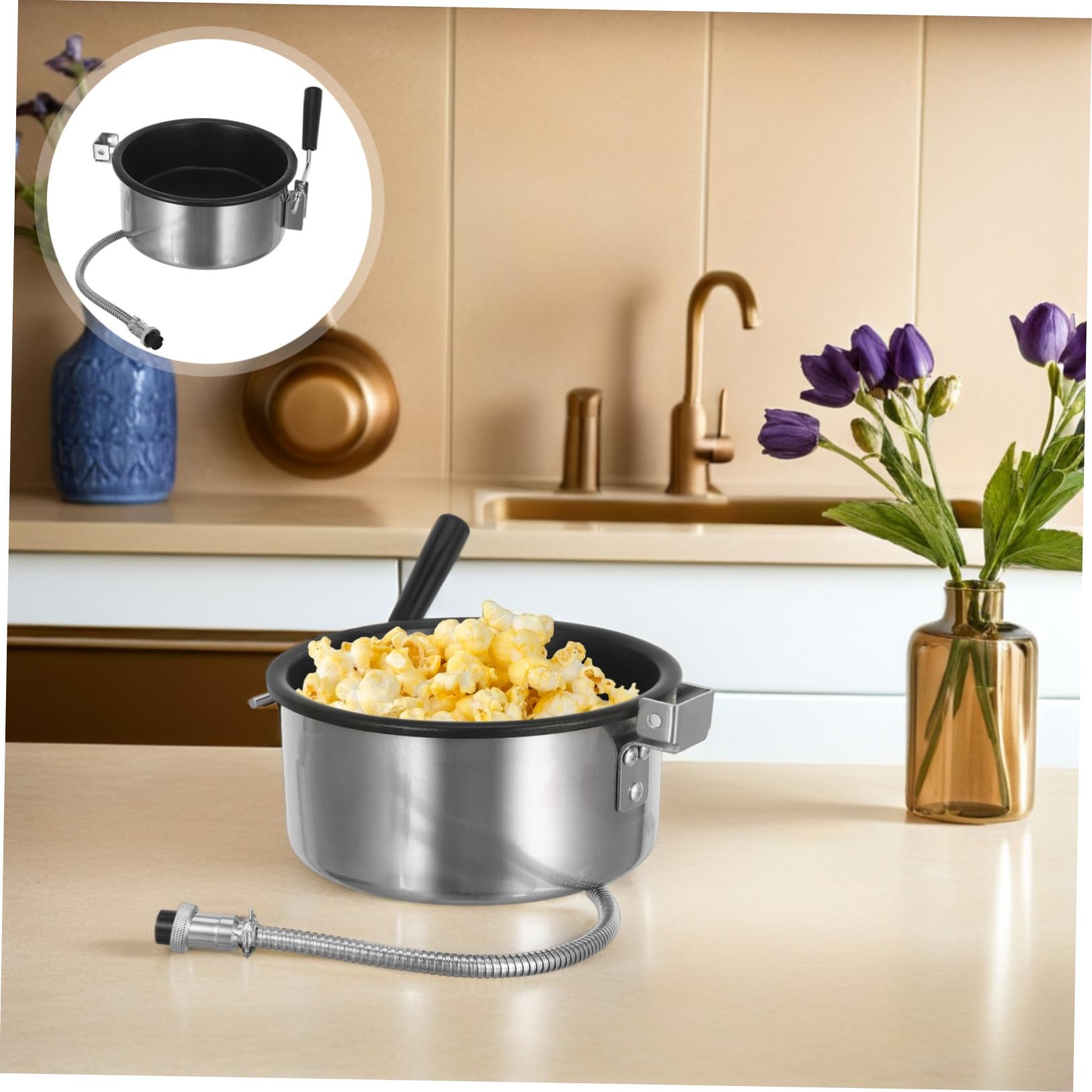 Sosoport Popcorn Ersatztopf 8 Oz aus Edelstahl und Aluminium mit Effizienter Gleichmäßiger Wärmeverteilung und Einfacher Reinigung für Familienabende und Partys