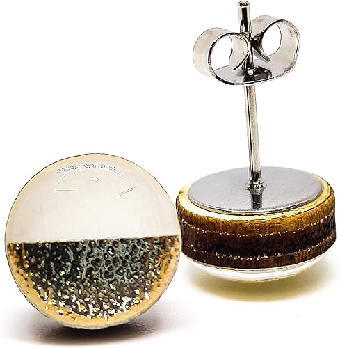 Miniatura 19 de Juego de aretes tipo dormilona de metal martillado de imitación de 0.394 pulgadas, aretes redondos para mujeres, niñas y hombres, hechos a mano