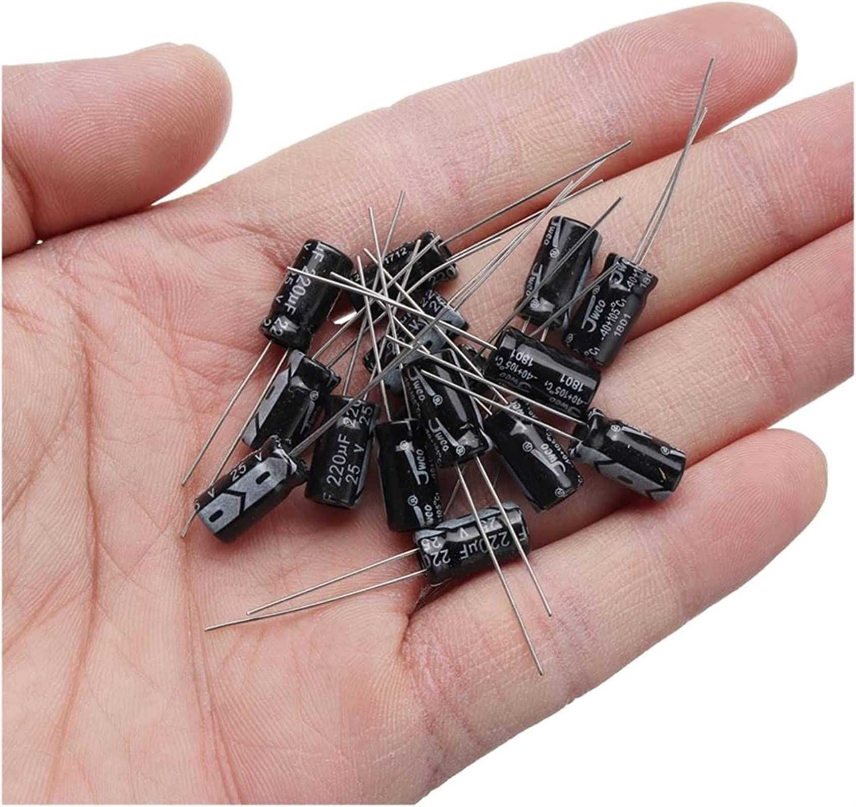 Accesorios electrónicos Kit de condensadores 500 unids/lote DIY 0,1 UF-1000UF 24 valores condensadores electrolíticos de aluminio 16-50V condensador electrolítico mixto kit surtido conjunto caja conde